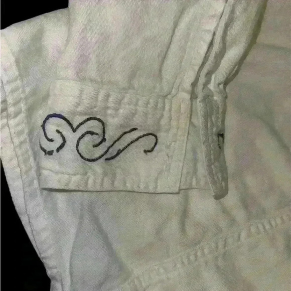 White Embroidered Button Up Crop Top - Picture 3 of 7